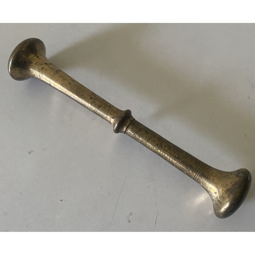 Antique Solid Brass Apothecary Pestle Grinding Tool 19TH. 9" Long Grinder